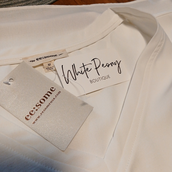 Eesome‎ Elegant White V-Neck Blouse Sz M - Picture 5 of 7